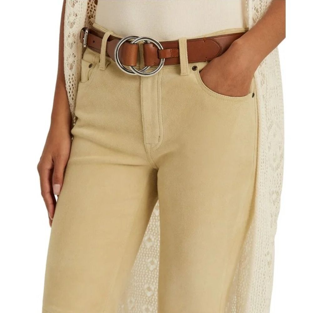 Lauren Ralph Lauren Goat Suede Straight Leg Pants, NWT, Size 12 - Picture 3 of 12